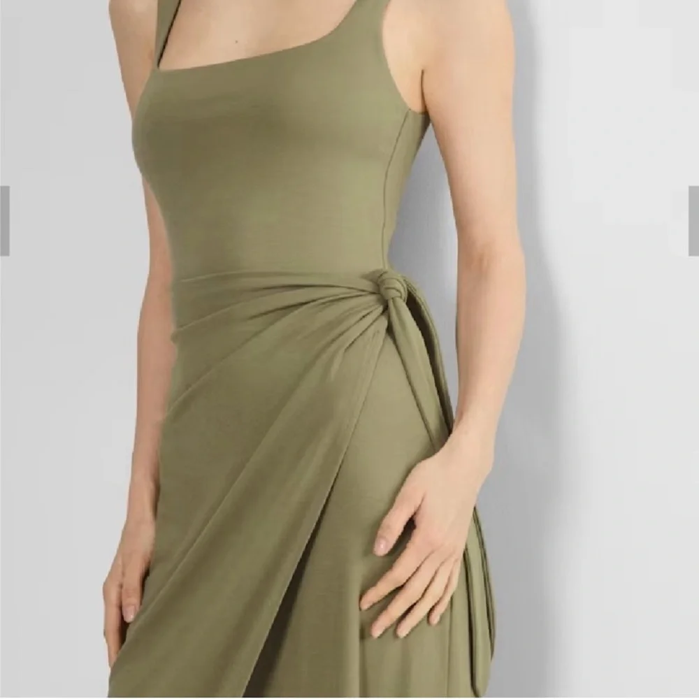 Aritzia Wilfred Olive Green Wrap Dress - Picture 3 of 7